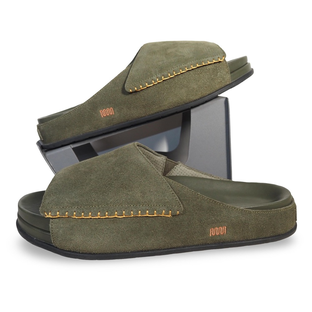 Commbi The Ollie Slide Sandals Army Olive Green Suede Mens 10 Womens 12‎ EU 43
